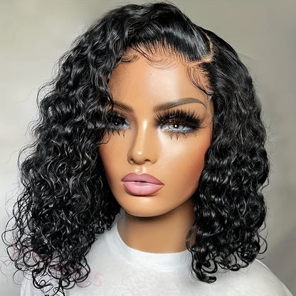 Black Gradient Light Brown Short Bob Centre Parting Curly Wig