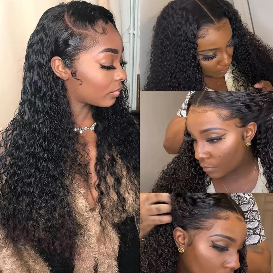 Black Long Hair Deep Wave Curly Wig