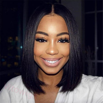 Black Bob Virgin Hair Short Straight Wigs