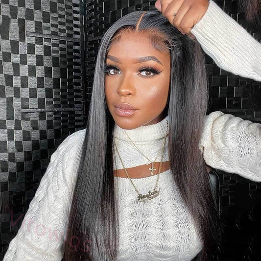 Glueless New Black Natural Hairline Long Hair Straight Wig