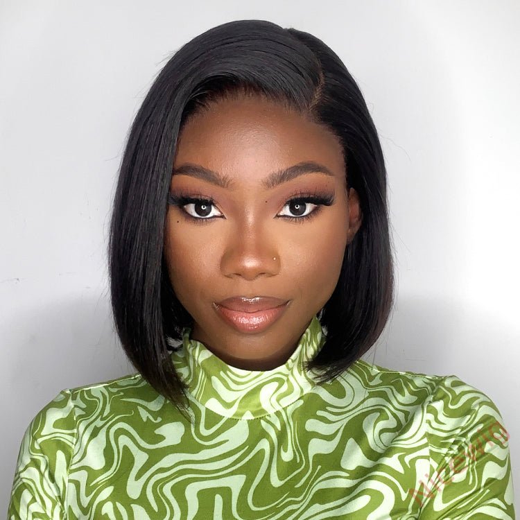 New Glueless Natural Bob Styles Silky Straight Hair Wig