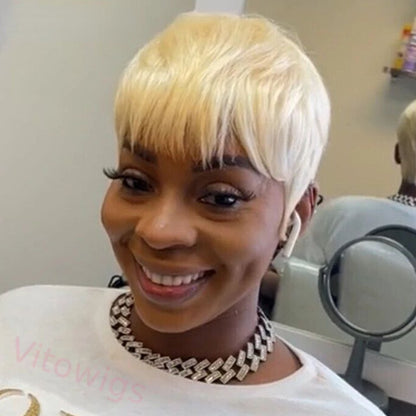 Blonde Short Wig Bob Straight Hair