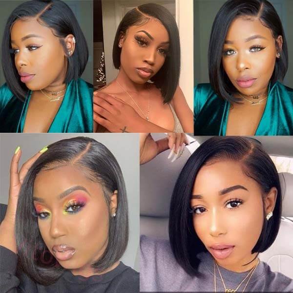 Black Brazilian Straight Hair BOB Wigs Lady Wig