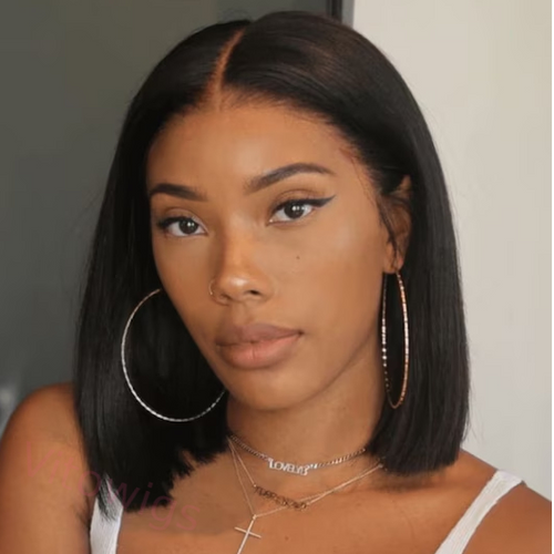 Glueless Natural Short Bob Styles Silky Hair Straight Wig