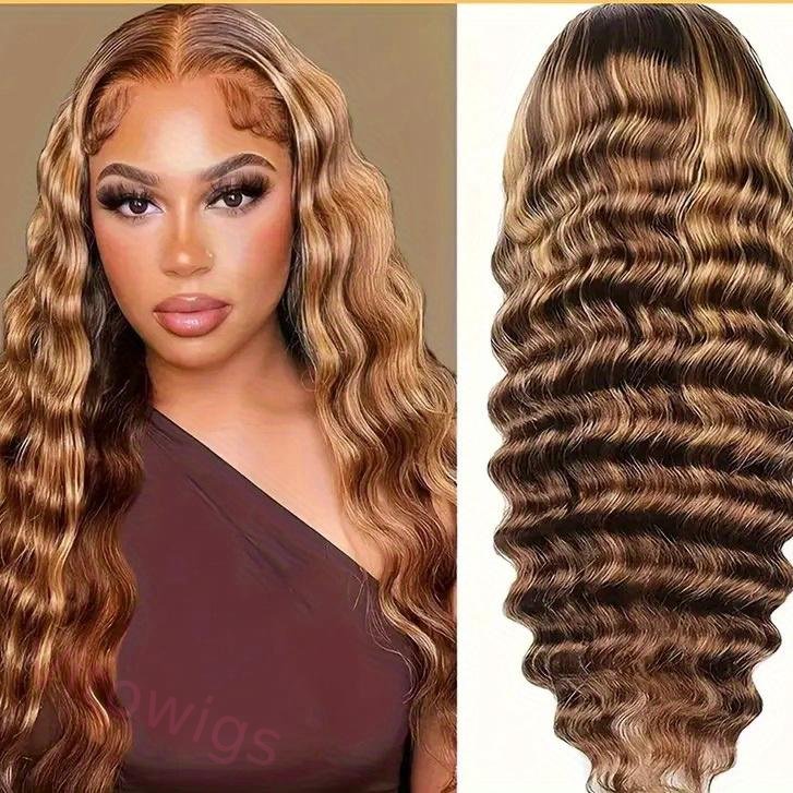 Hightlight Brown Mixed Blonde Body Wave Wig Long Hair