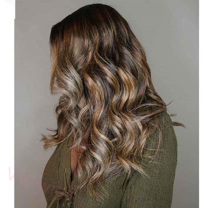 Black Mixed Brown Brazilian Water Wave Wig