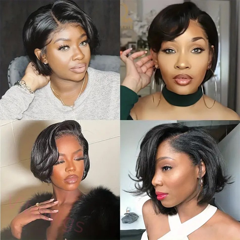 Glueless Brazilian Black Straight Hair Lace BOB Wigs Lady Wig