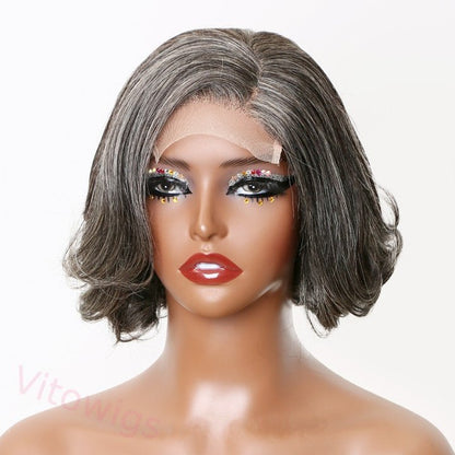 Salt & Pepper Bob Style Glueless Loose Wave Wig