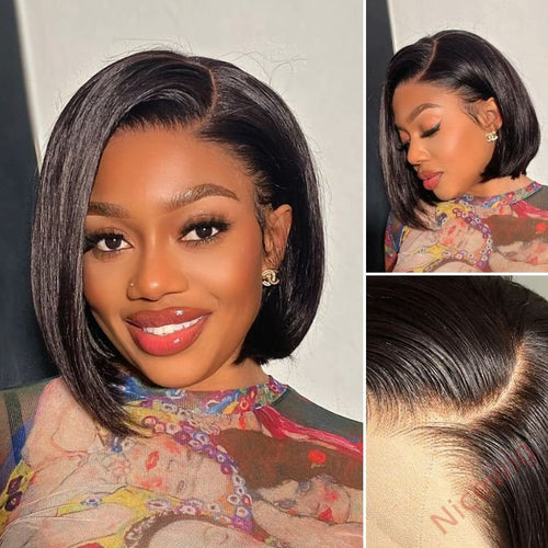 New Glueless Natural Bob Styles Silky Straight Hair Wig