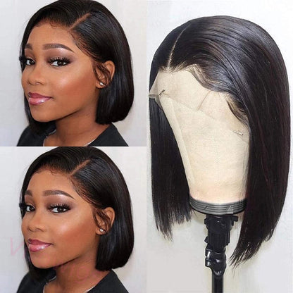 Brazilian Black Straight Hair Short BOB Wigs Lady Wig