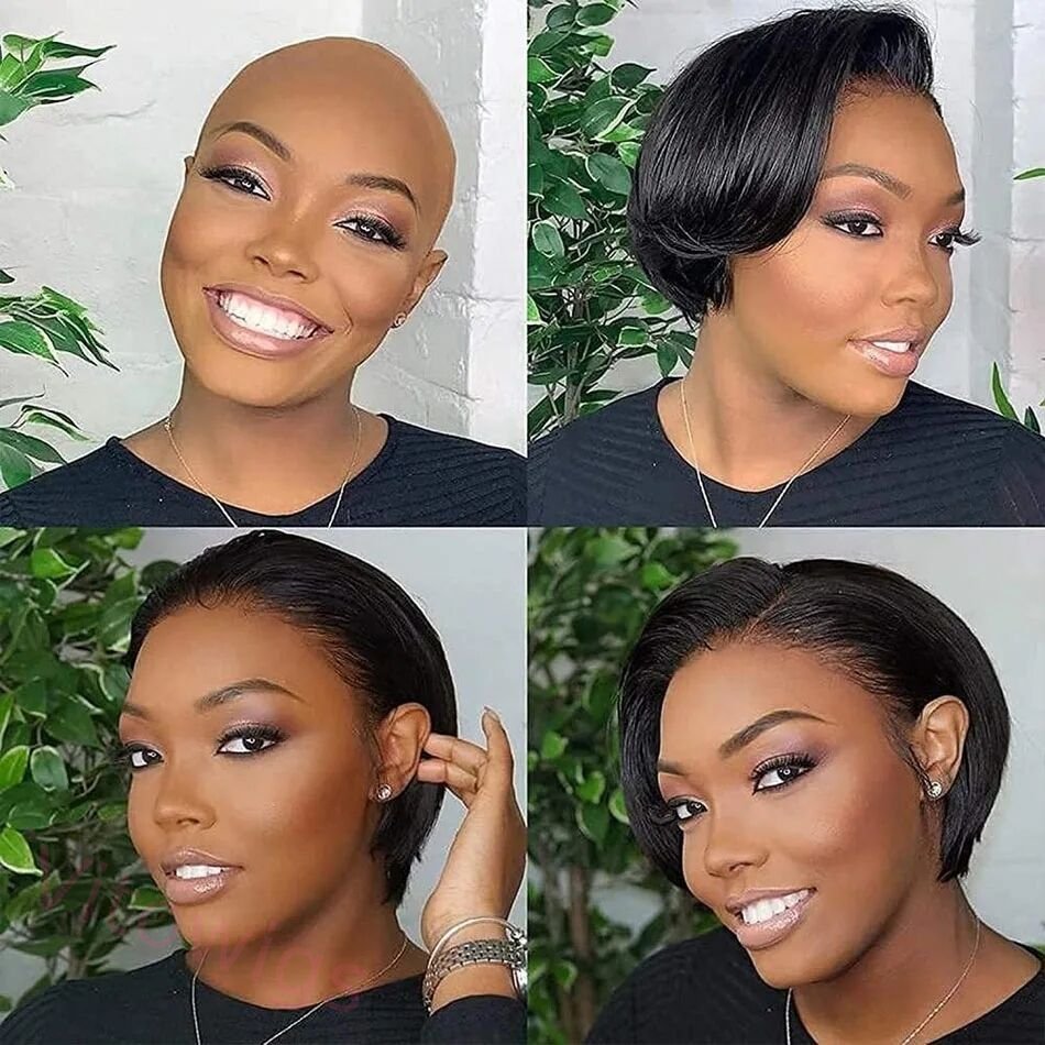 Glueless Brazilian Black Straight Hair Lace BOB Wigs Lady Wig