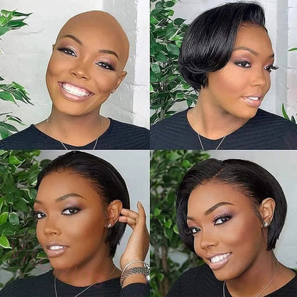 Glueless Brazilian Black Straight Hair Lace BOB Wigs Lady Wig