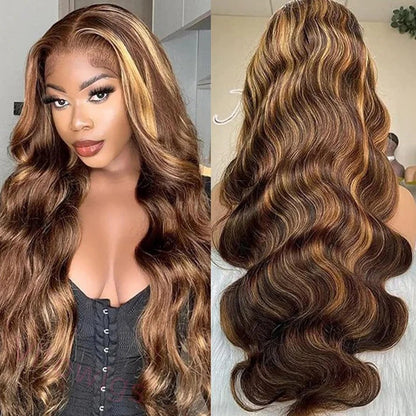 Hightlight Brown Mixed Gold Body Wave Wig