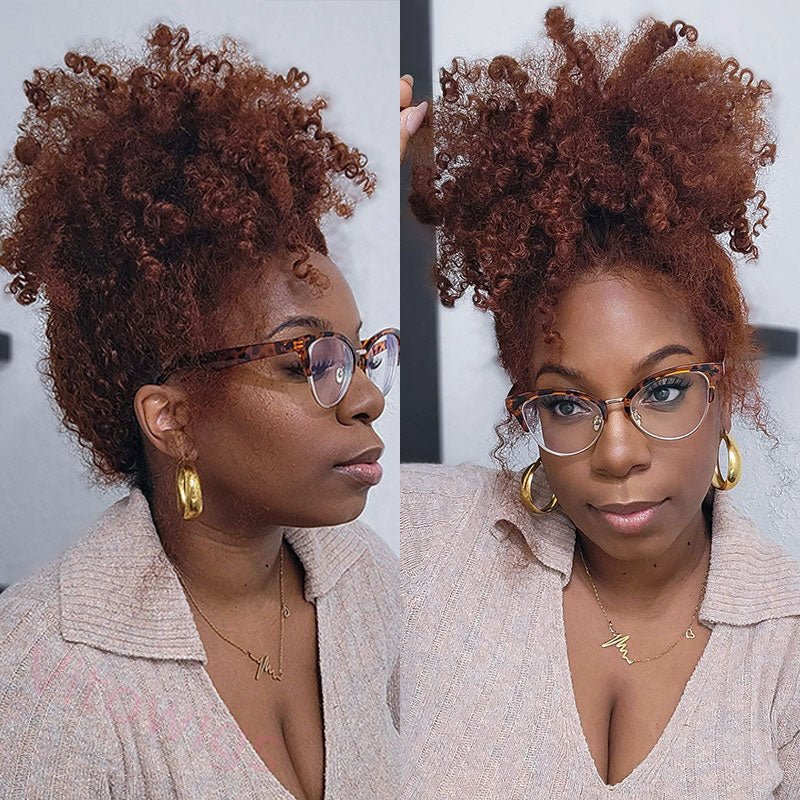 Short Hair Afro Kinky Curly Wigs With Bangs For Black Women