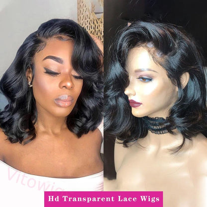 Women Soft Body Wave Wig Black Medium Hair
