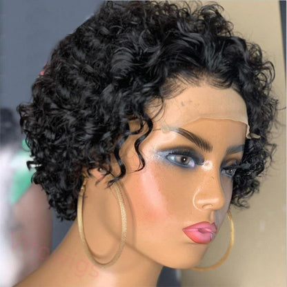 Short Hair Black Crurly Wig