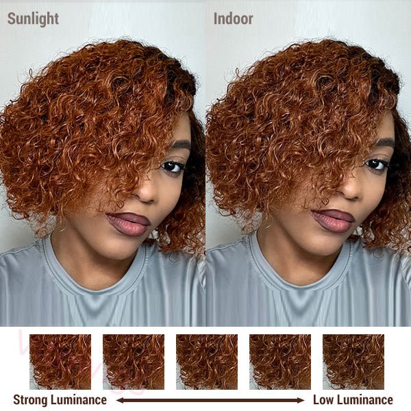 Glueless Wig Black Gradient Light Brown Curly Wig