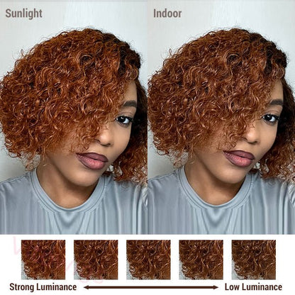 Glueless Wig Black Gradient Light Brown Curly Wig