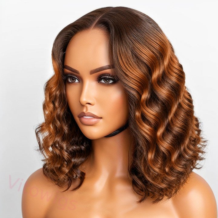 Glueless Black Gradient Gold Bob Wave Wig