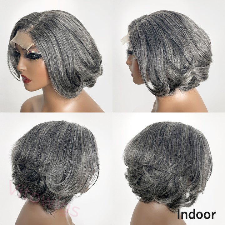 Salt & Pepper Bob Style Glueless Loose Wave Wig