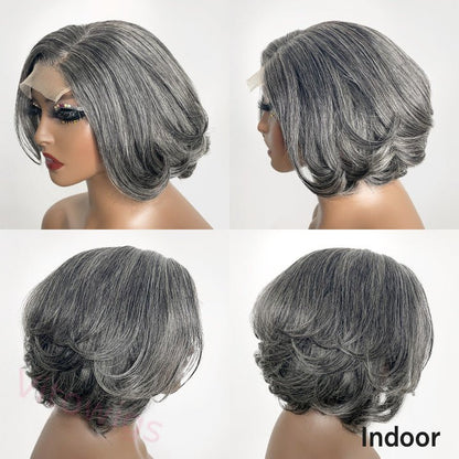 Salt & Pepper Bob Style Glueless Loose Wave Wig