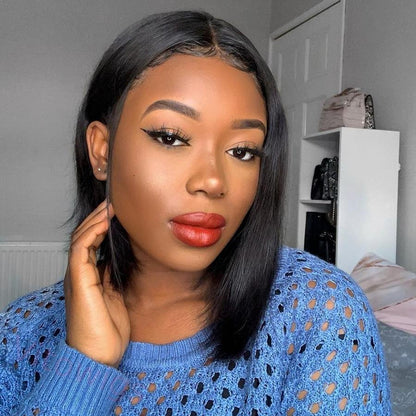 Black Brazilian Short Straight Hair BOB Wigs Lady Wig