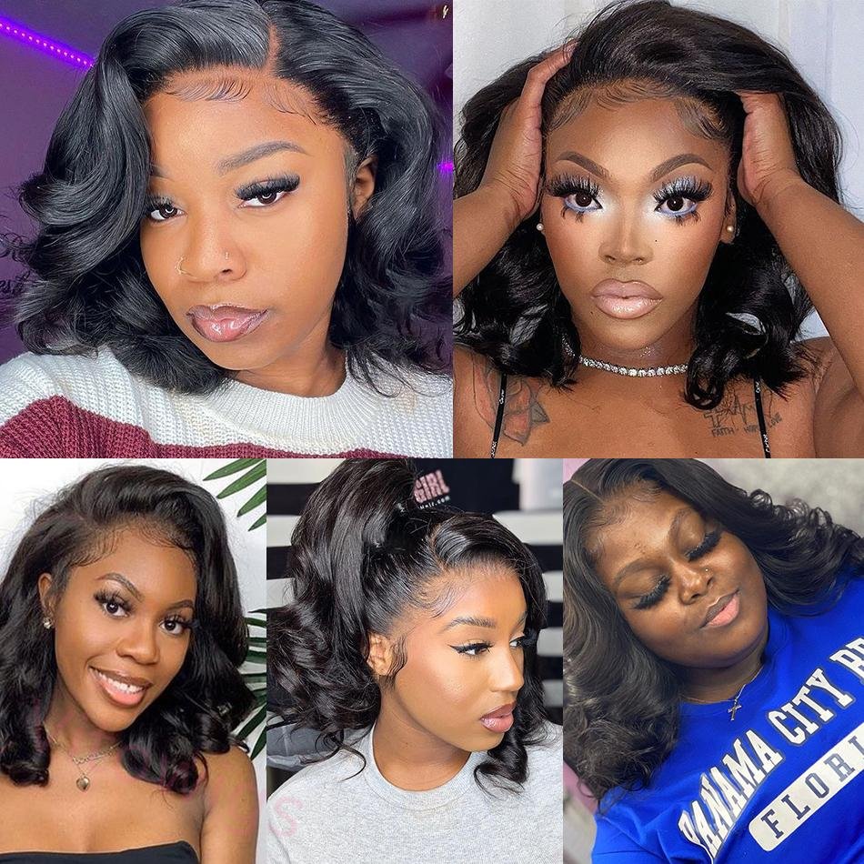 Short Bob Deep Wave Black Wig For Women