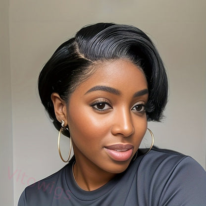 Short Wig Side Parting Bob Straight Hair Wig