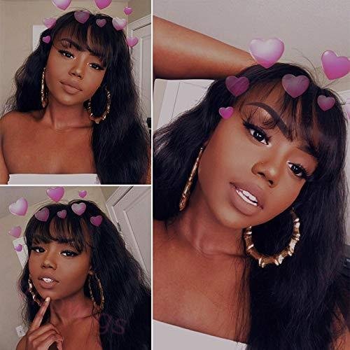 Black Long Hair Loose Deep Wave Wigs with Bangs