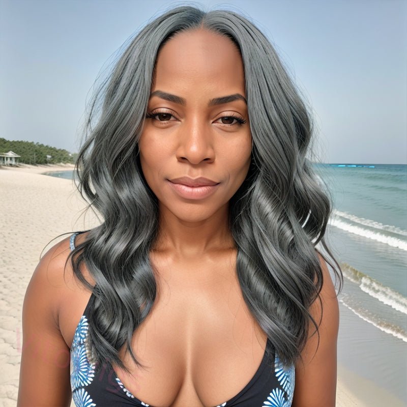 Glueless Salt & Pepper Natural Wavy Wig