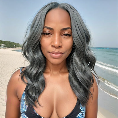 Glueless Salt & Pepper Natural Wavy Wig