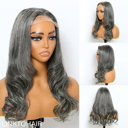 Glueless Salt & Pepper Natural Wavy Wig