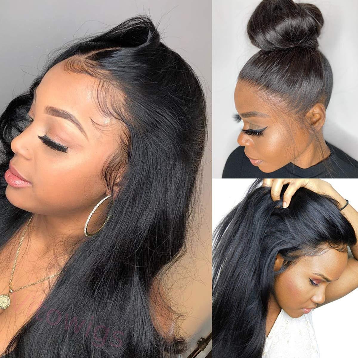 Glueless Black Long Natural Hairline Straight Wig