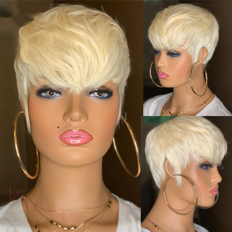 Blonde Short Wig Bob Straight Hair