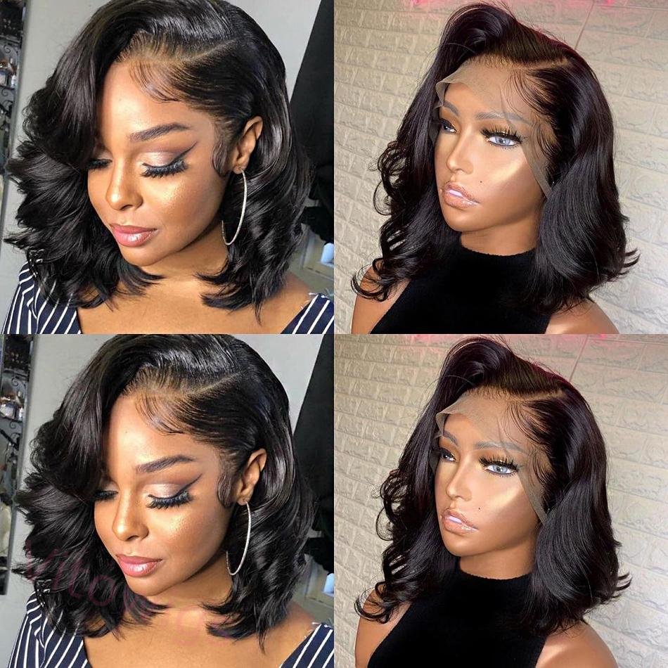 Short Bob Deep Wave Black Wig For Women