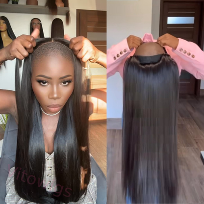 Glueless New Black Natural Hairline Long Hair Silky Straight Wig