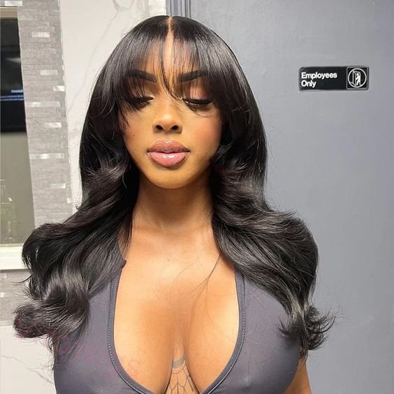 Glueless Long Hair Loose Deep Wave Wigs with Bangs