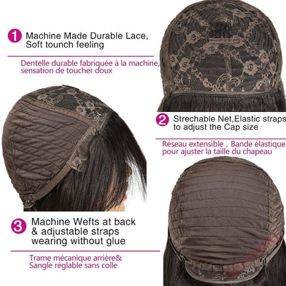 Black Long Straight Wig With Bang