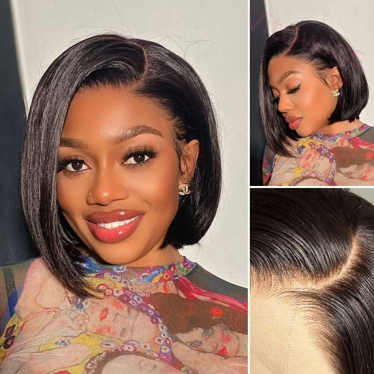 New Glueless Natural Short Bob Styles Silky Hair Straight Wig
