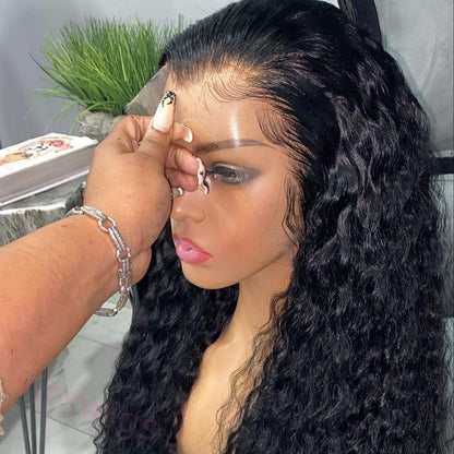 Black Long Hair Deep Wave Curly Wig