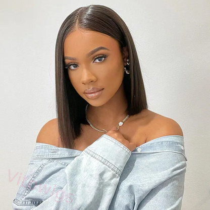 Glueless Natural Short Bob Styles Silky Hair Straight Wig
