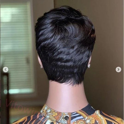 Short Wig Brown Mixed Gold Pixie Cut Wig