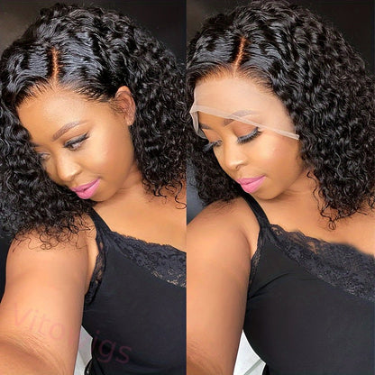 Black Gradient Light Brown Short Bob Centre Parting Curly Wig