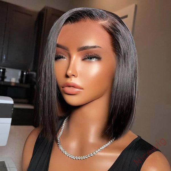 New Glueless Natural Bob Styles Silky Straight Hair Wig