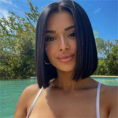 Black Brazilian Straight Hair BOB Wigs Lady Wig