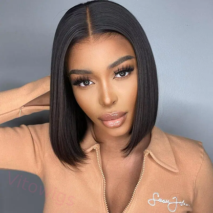 Glueless Natural Short Bob Styles Silky Hair Straight Wig