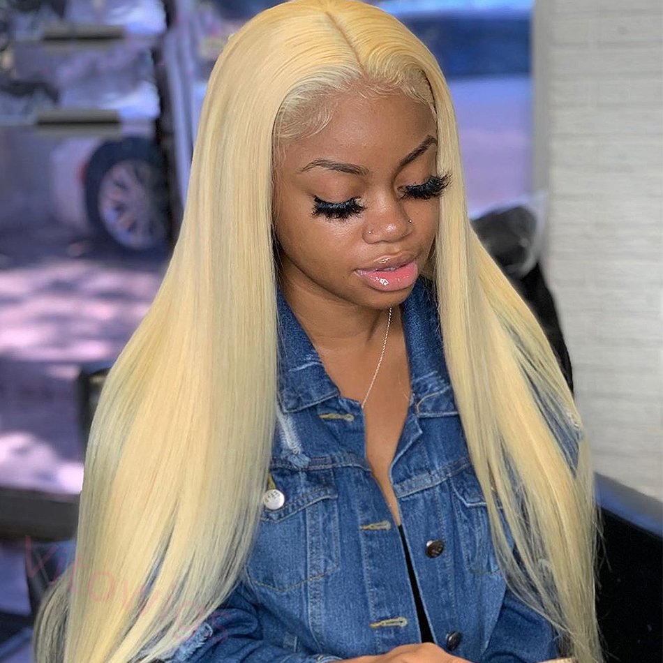 Glueless Silk 613 Blonde  Straight Wigs For Black Women