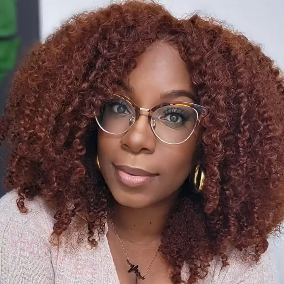 Short Hair Afro Kinky Curly Wigs With Bangs For Black Women