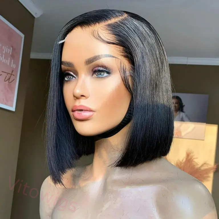 Glueless Natural Short Bob Styles Silky Hair Straight Wig