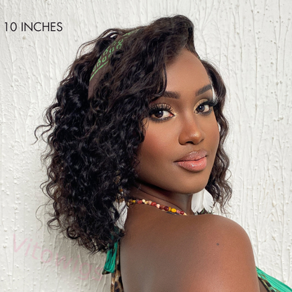 Glueless Wig Black 10 Inch Curly Wig